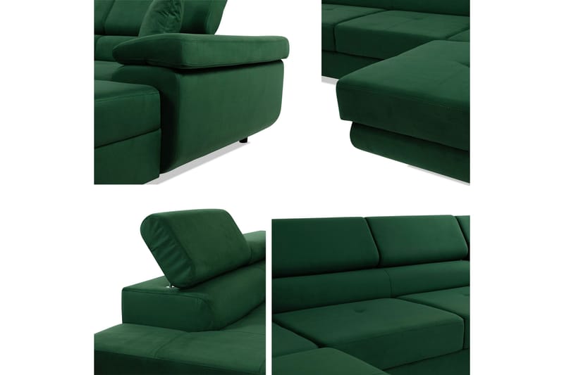 Gabina Sofa med Divan og Sjeselong 4-seter - Grønn - Møbler - Sofaer - U-sofa