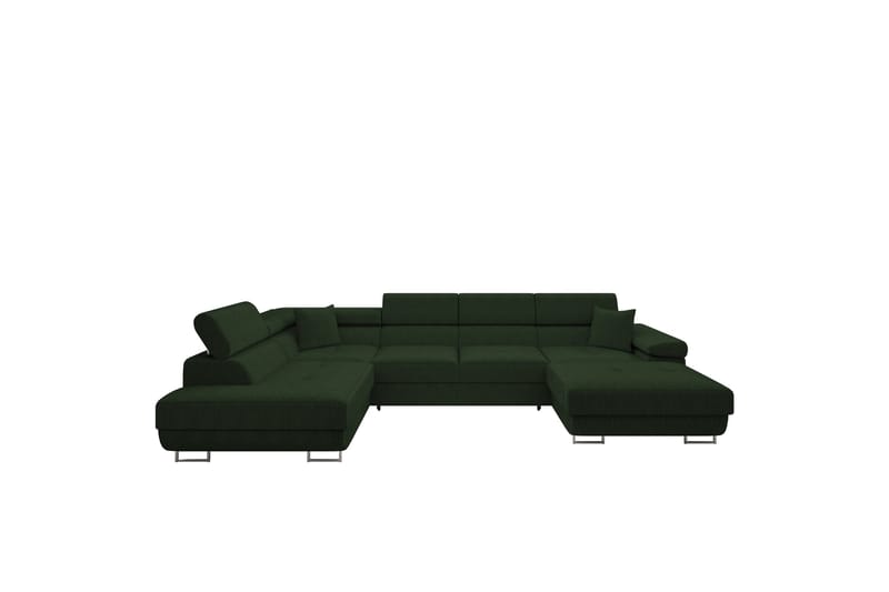 Gabina Sofa med Divan og Sjeselong 4-seter, Grønn