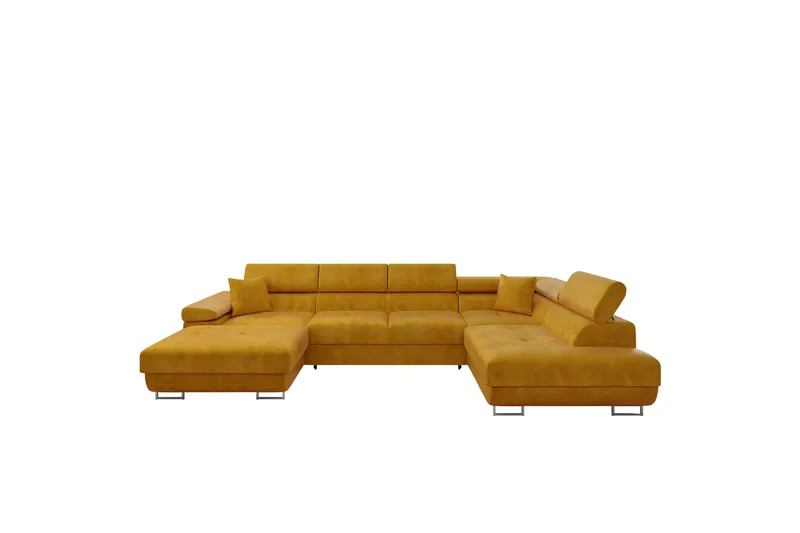 Gabina Sofa med Divan og Sjeselong 4-seter, Gul