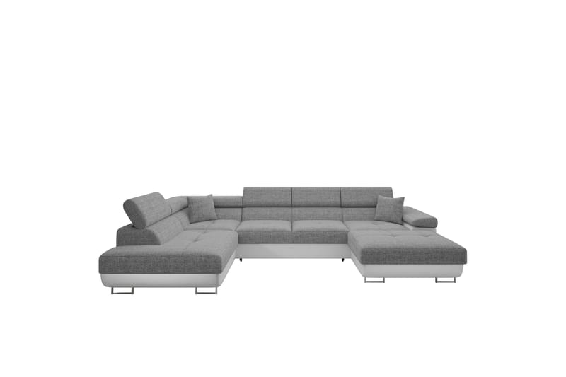 Gabina Sofa med Divan og Sjeselong 4-seter, Hvit/Grå