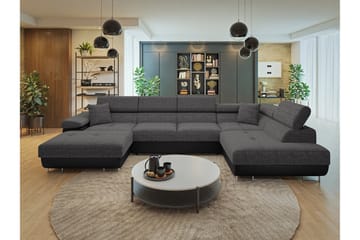 Gabina Sofa med Divan og Sjeselong 4-seter - Svart/Grå - Møbler - Sofaer - Skinnsofaer