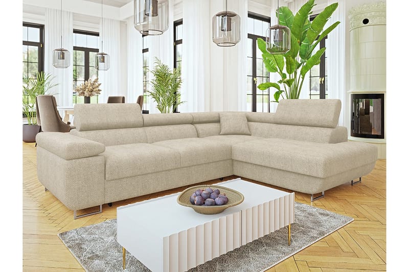 Gabina Sofa med Sjeselong 3-seter - Beige - Møbler - Sofaer - Sofa med sjeselong