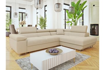 Gabina Sofa med Sjeselong 3-seter - Beige - Møbler - Sofaer - Sovesofaer