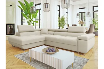 Gabina Sofa med Sjeselong 3-seter - Beige - Møbler - Sofaer - Sovesofaer