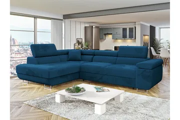 Gabina Sofa med Sjeselong 3-seter - Blå - Møbler - Sofaer - Sovesofaer