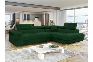Gabina Sofa med Sjeselong 3-seter - Grønn - Møbler - Sofaer - Sovesofaer