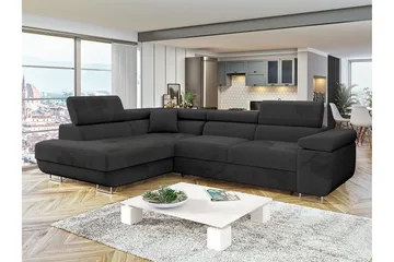 Gabina Sofa med Sjeselong 3-seter - Svart - Møbler - Sofaer - Sovesofaer