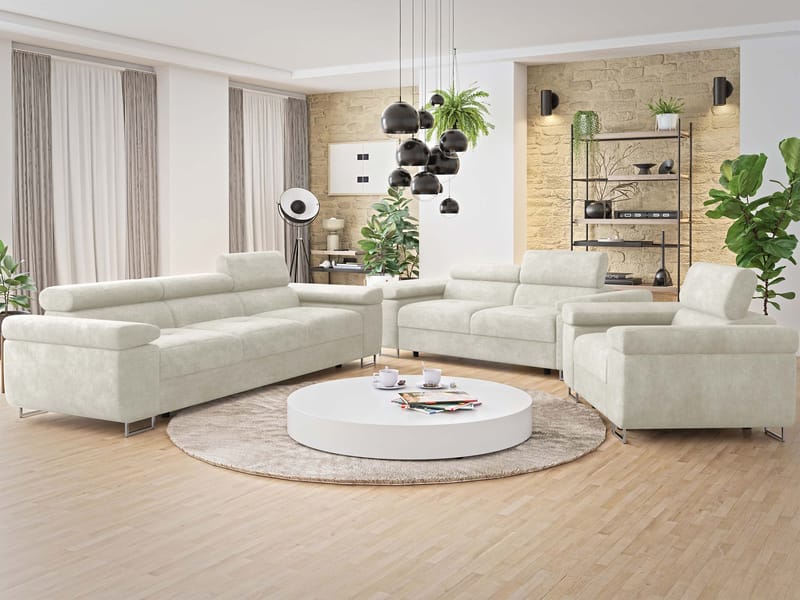 Gabina Sofagruppe – 3-seters + 2-seters + lenestol - beige - Møbler - Sofaer - Sofagrupper