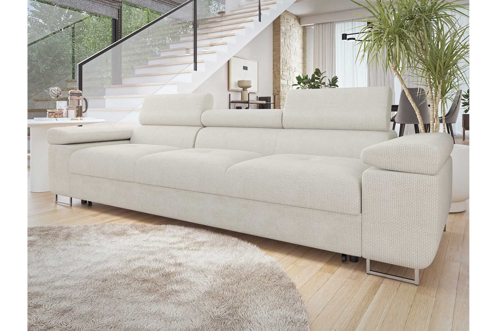 Gabina Sovesofa 3-seter i Chenille - Hvit - Møbler - Sofaer - Sovesofaer