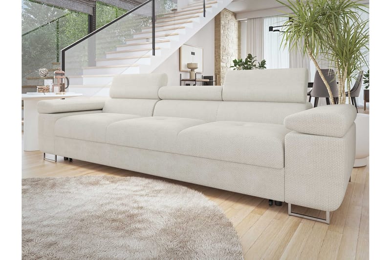 Gabina Sovesofa 3-seter i Chenille - Hvit - Møbler - Sofaer - Sovesofaer