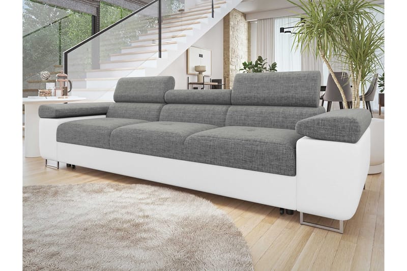 Gabina Sovesofa 3-seter i Kunstlær - Hvit / Mørkegrå - Møbler - Sofaer - Sovesofaer