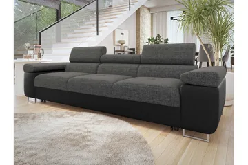 Gabina Sovesofa 3-seter i Kunstlær - Svart / Mørkegrå - Møbler - Sofaer - Sovesofaer