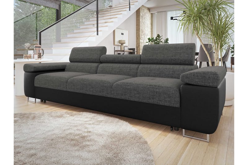 Gabina Sovesofa 3-seter i Kunstlær - Svart / Mørkegrå - Møbler - Sofaer - Sovesofaer