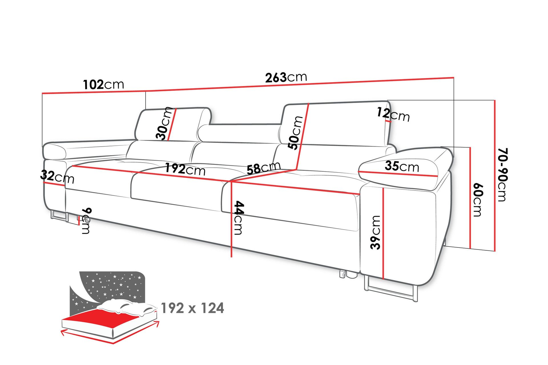 Gabina Sovesofa 3-seter i Manchester - Beige - Møbler - Sofaer - Sovesofaer