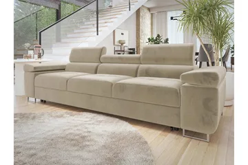 Gabina Sovesofa 3-seter i Plysj - Beige - Møbler - Sofaer - Sovesofaer