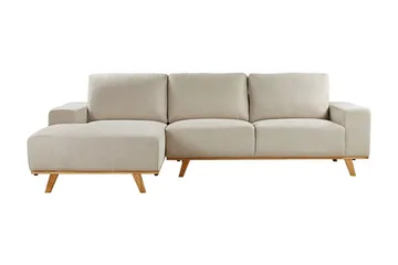 Gaines Hjørnesofa 3-seter - Beige/Lyst tre - Møbler - Sofaer - Sofa med sjeselong