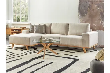 Gaines Hjørnesofa 3-seter - Beige/Lyst tre - Møbler - Sofaer - Sofa med sjeselong