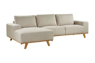 Gaines Hjørnesofa 3-seter - Beige/Lyst tre - Møbler - Sofaer - Sofa med sjeselong