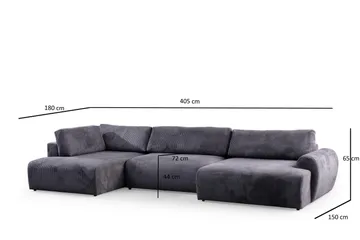 Gaudir 4-seters Sofa med Divan - Antrasitt - Møbler - Sofaer - Sofa med sjeselong