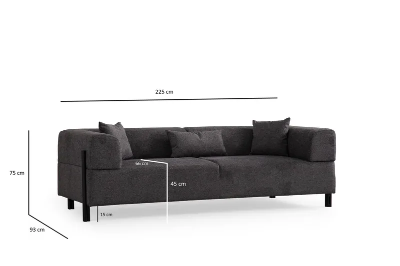 Gio 3-seters Sofa - Antrasitt - Møbler - Sofaer - Sofa 3 seter
