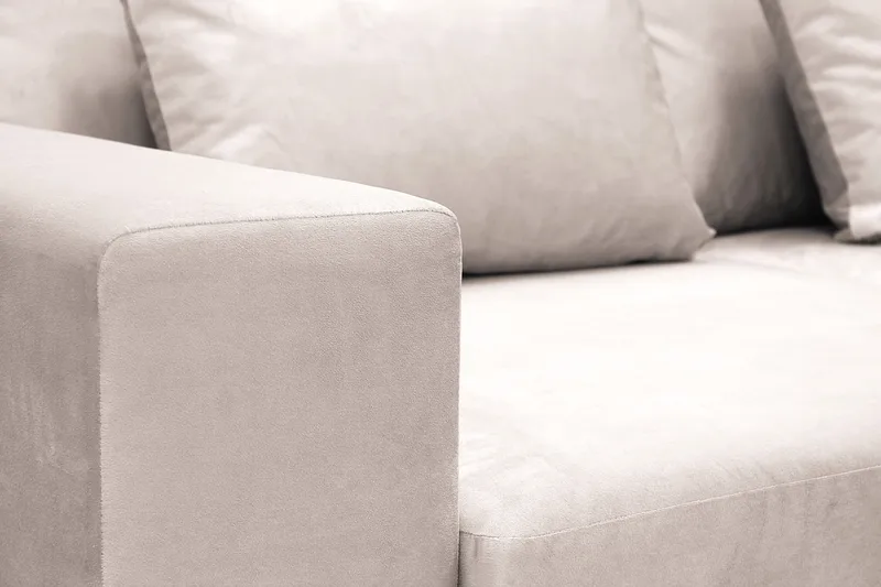 Grande 5-seters Sofa med Sjeselong Høyre - Beige Fløyel - Møbler - Sofaer - Sofa med sjeselong