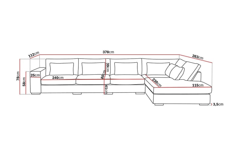 Grande 5-seters Sofa med Sjeselong Høyre - Beige Fløyel - Møbler - Sofaer - Sofa med sjeselong