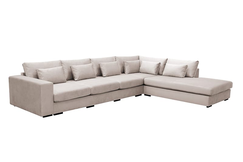 Grande 5-seters Sofa med Sjeselong Høyre - Beige Fløyel - Møbler - Sofaer - Sofa med sjeselong