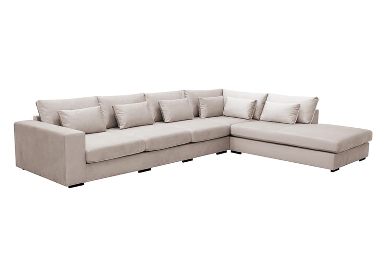 Grande 5-seters Sofa med Sjeselong Høyre - Beige Fløyel - Møbler - Sofaer - Sofa med sjeselong