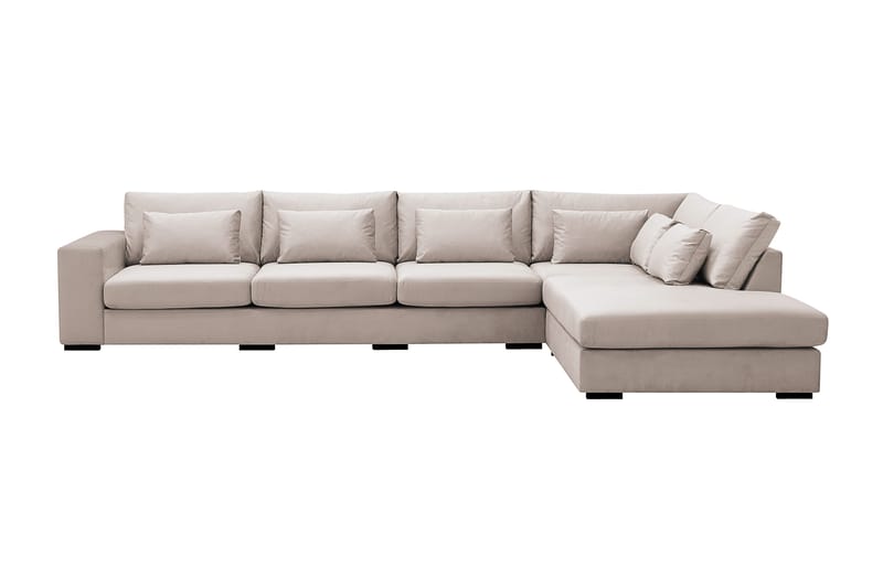 Grande 5-seters Sofa med Sjeselong Høyre - Beige Fløyel - Møbler - Sofaer - Sofa med sjeselong