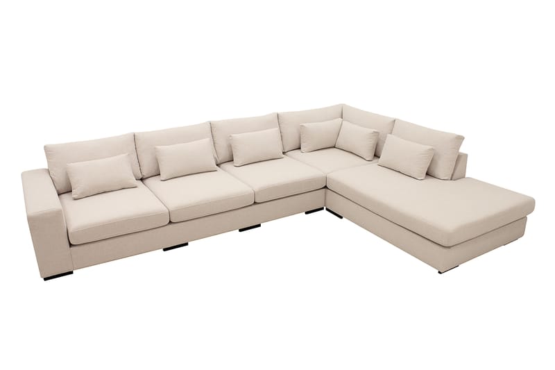 Grande 5-seters Sofa med Sjeselong Høyre - Beige Stoff - Møbler - Sofaer - Sofa med sjeselong