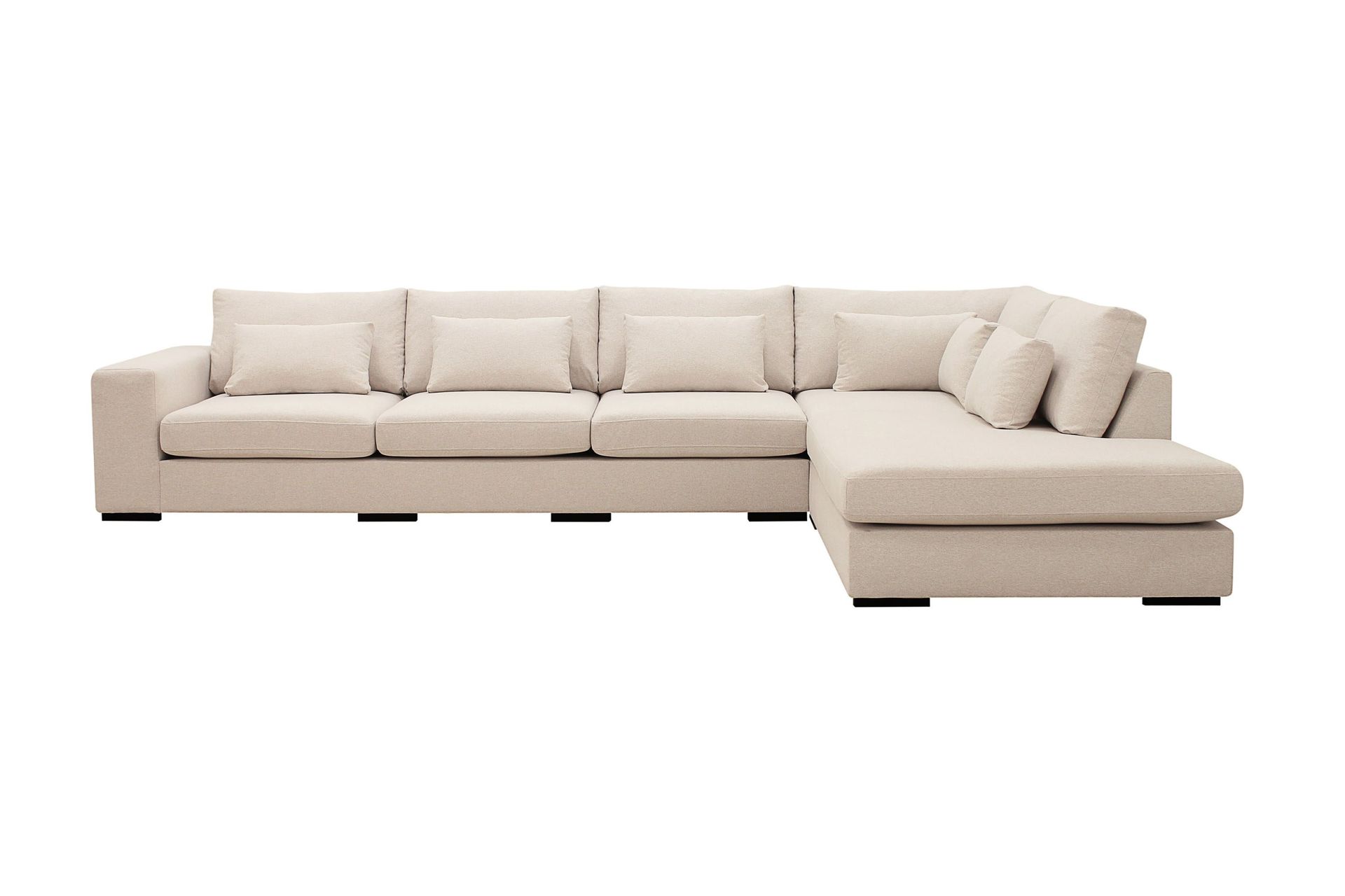 Grande 5-seters Sofa med Sjeselong Høyre - Beige Stoff