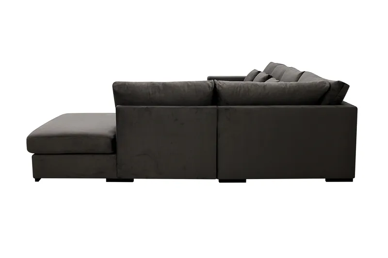 Grande 5-seters Sofa med Sjeselong Høyre - Mørkegrå Fløyel - Møbler - Sofaer - Sofa med sjeselong