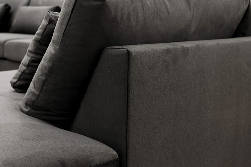 Grande 5-seters Sofa med Sjeselong Høyre - Mørkegrå Fløyel - Møbler - Sofaer - Sofa med sjeselong