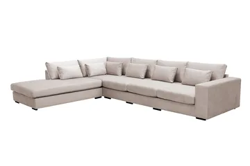 Grande 5-seters Sofa med Sjeselong Venstre - Beige Fløyel - Møbler - Sofaer - Sofa med sjeselong