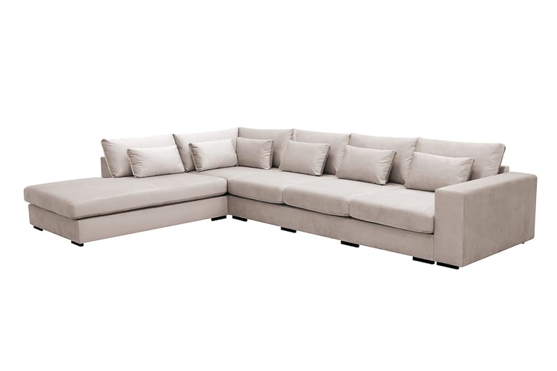 Grande 5-seters Sofa med Sjeselong Venstre - Beige Fløyel - Møbler - Sofaer - Sofa med sjeselong
