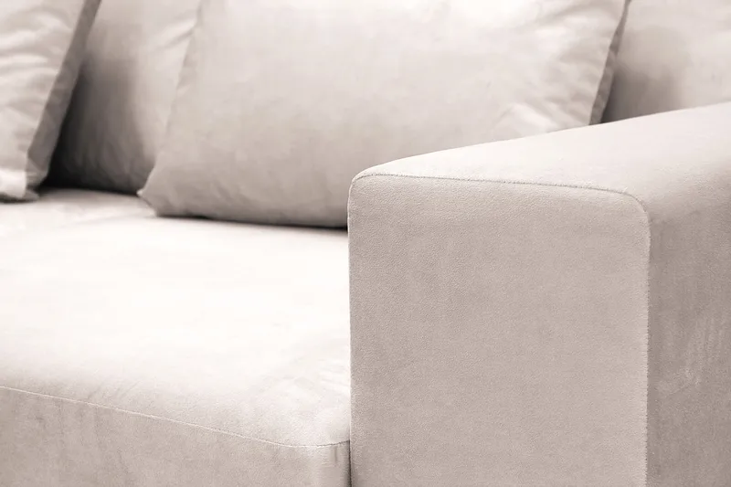 Grande 5-seters Sofa med Sjeselong Venstre - Beige Fløyel - Møbler - Sofaer - Sofa med sjeselong