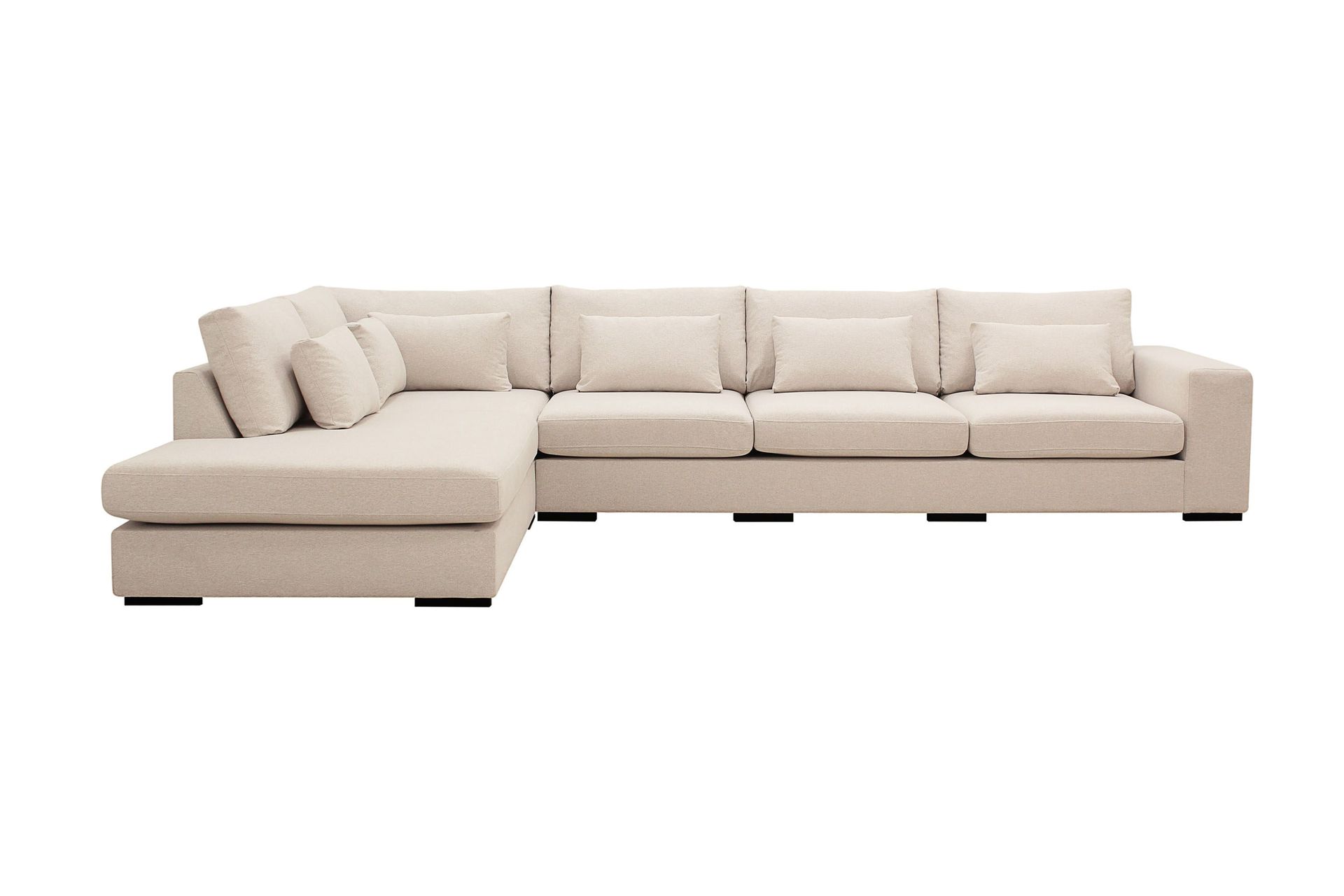 Grande 5-seters Sofa med Sjeselong Venstre - Beige Stoff
