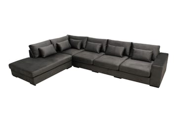 Grande 5-seters Sofa med Sjeselong Venstre - Mørkegrå Fløyel - Møbler - Sofaer - Sofa med sjeselong
