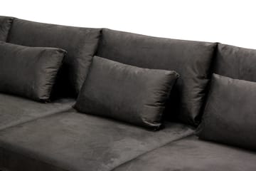 Grande 5-seters Sofa med Sjeselong Venstre - Mørkegrå Fløyel - Møbler - Sofaer - Sofa med sjeselong