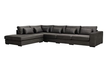 Grande 5-seters Sofa med Sjeselong Venstre - Mørkegrå Fløyel - Møbler - Sofaer - Sofa med sjeselong