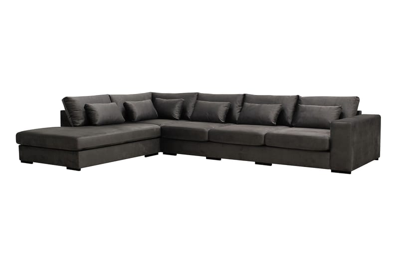 Grande 5-seters Sofa med Sjeselong Venstre - Mørkegrå Fløyel - Møbler - Sofaer - Sofa med sjeselong