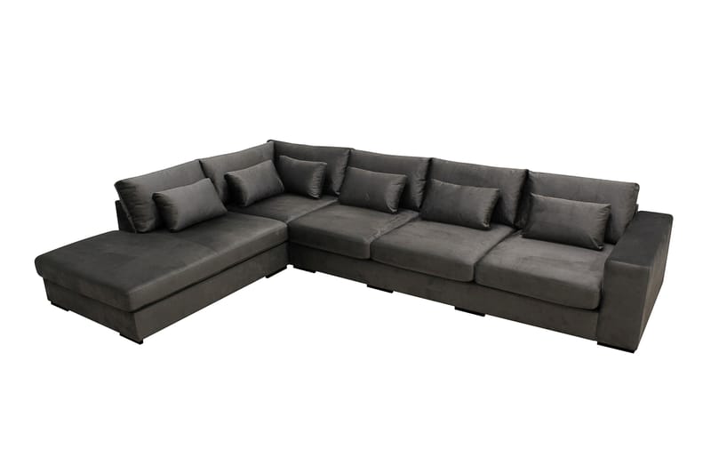 Grande 5-seters Sofa med Sjeselong Venstre - Mørkegrå Fløyel - Møbler - Sofaer - Sofa med sjeselong