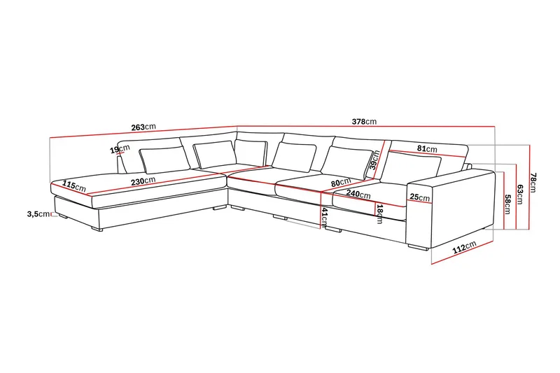 Grande 5-seters Sofa med Sjeselong Venstre - Mørkegrå Fløyel - Møbler - Sofaer - Sofa med sjeselong