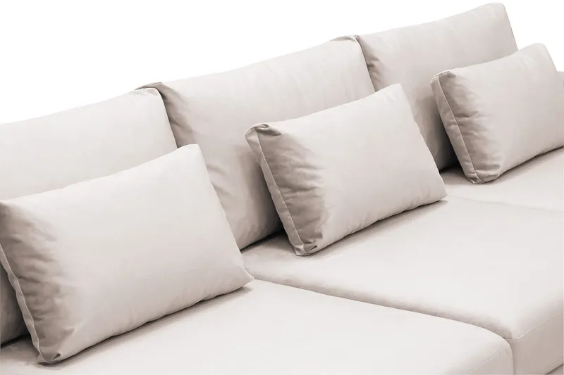 Grande 5-seters U-Sofa med Divan Høyre - Beige Fløyel - Møbler - Sofaer - U-sofa