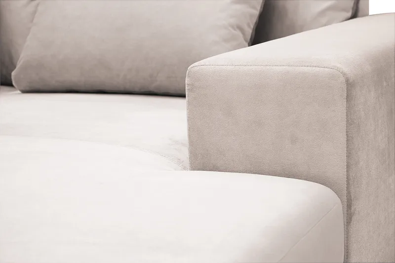 Grande 5-seters U-Sofa med Divan Høyre - Beige Fløyel - Møbler - Sofaer - U-sofa