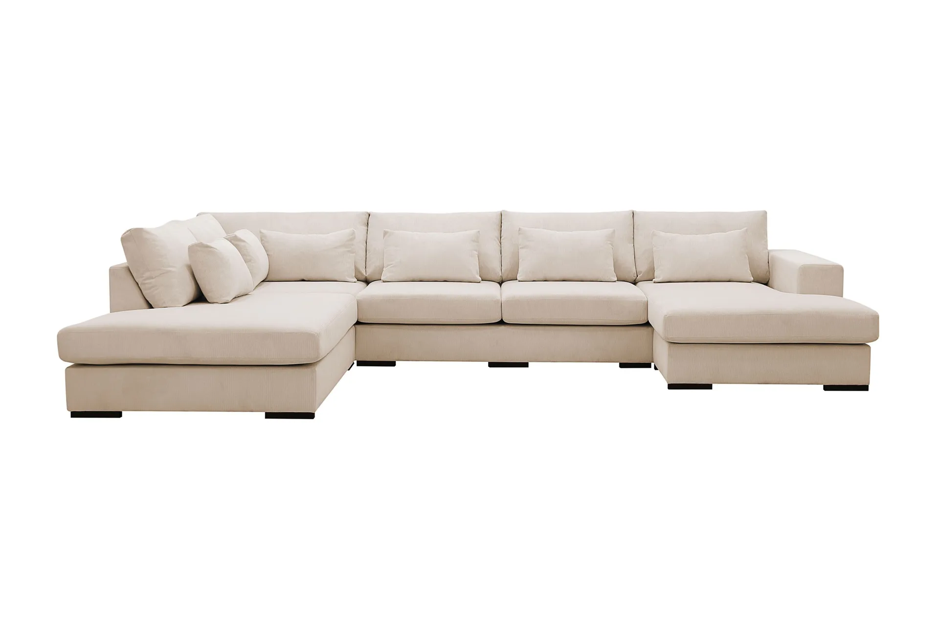 Grande 5-seters U-Sofa med Divan Høyre - Beige Manchester