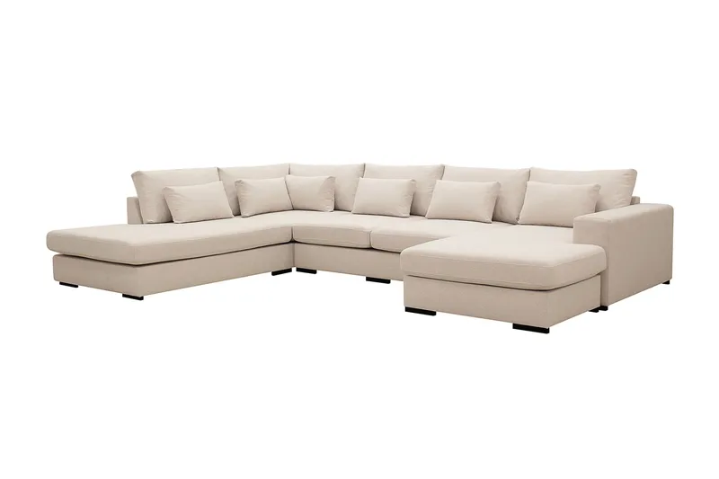Grande 5-seters U-Sofa med Divan Høyre - Beige Stoff - Møbler - Sofaer - U-sofa