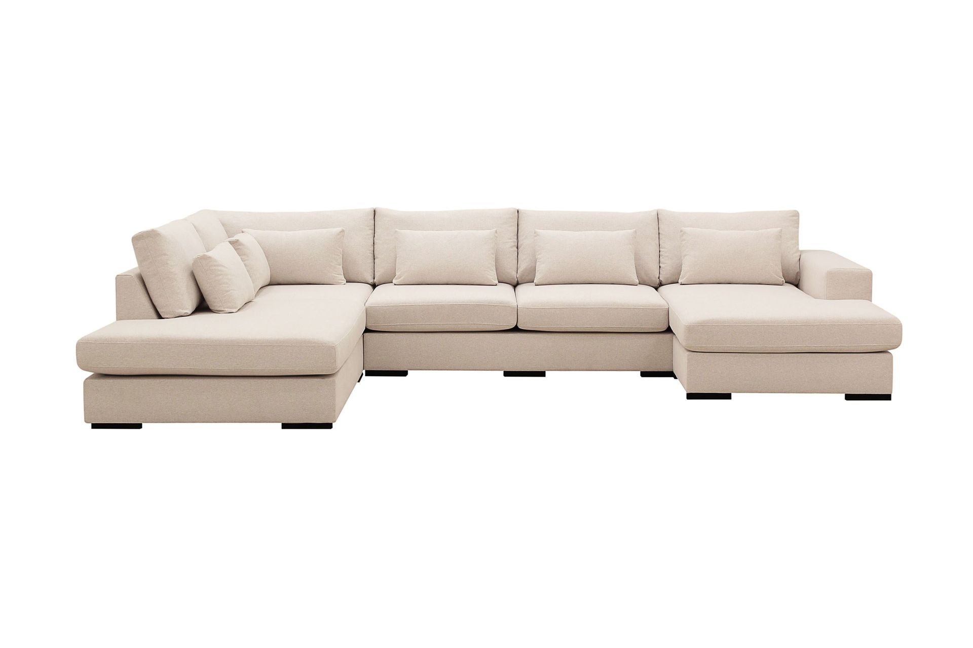 Grande 5-seters U-Sofa med Divan Høyre - Beige Stoff