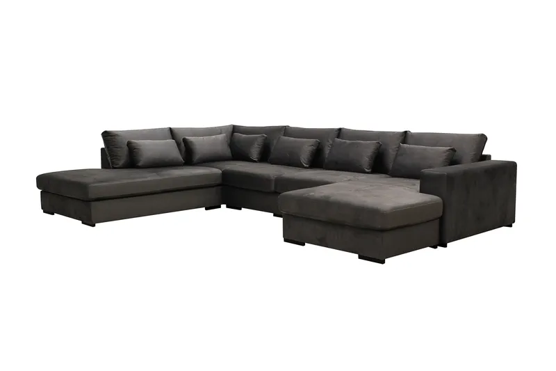 Grande 5-seters U-Sofa med Divan Høyre - Mørkegrå Fløyel - Møbler - Sofaer - U-sofa