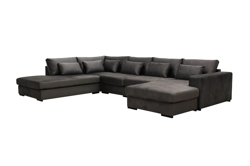 Grande 5-seters U-Sofa med Divan Høyre - Mørkegrå Fløyel - Møbler - Sofaer - U-sofa
